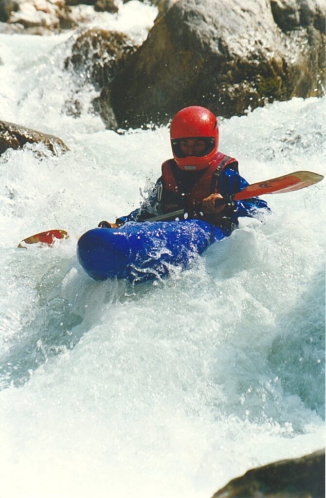 Didier Bertrand en kayak sur le torrent de Malefosse